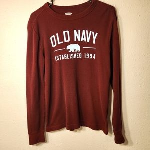 Old Navy Men's Thermal Long Sleeve Shirt Small Maroon